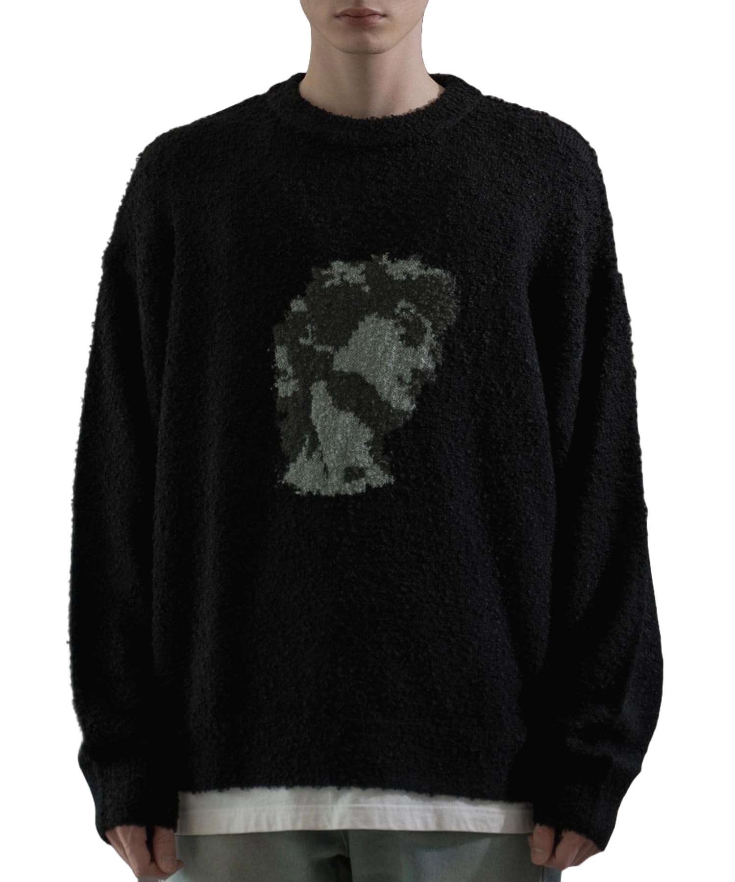 

WEGO Пуловер из жаккардового трикотажа Весна Большой корейский размер Черный топ, Одежда, Логотип, Силуэт, Стиль, Повседневный, Подарок, Презент, Мужской, L, чёрный