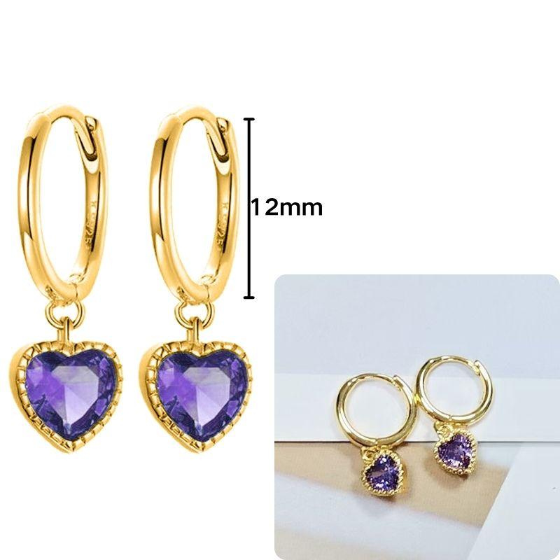 Damen 925 Silber Ohrstecker Lila Zirkon Ohrringe Creolen Lila Kristall Anhänger Ohrring Mode Hochzeits Schmuck