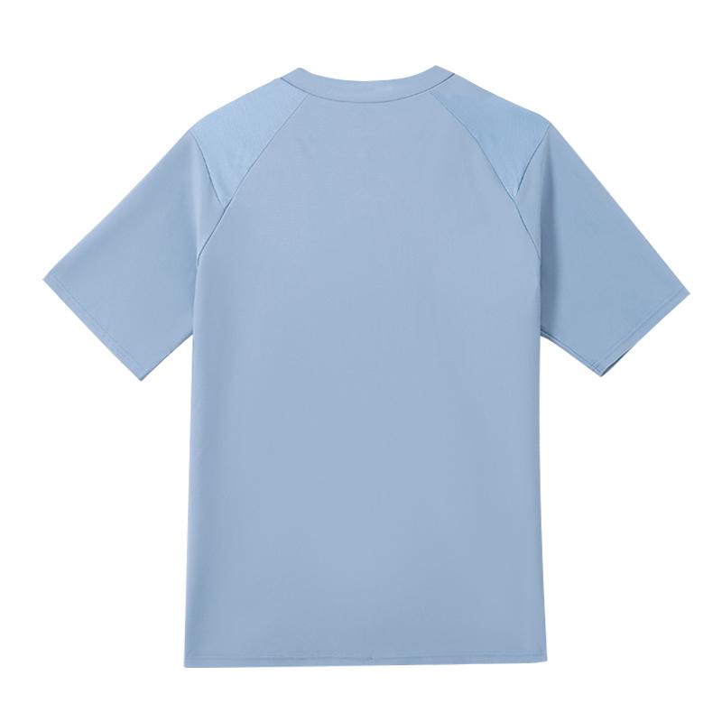 Li-Ning Solid Color Logo Round Neck Quick-Dry Breathable Short Sleeve T-Shirt Unisex Tops Light-Blue LNYW821-3