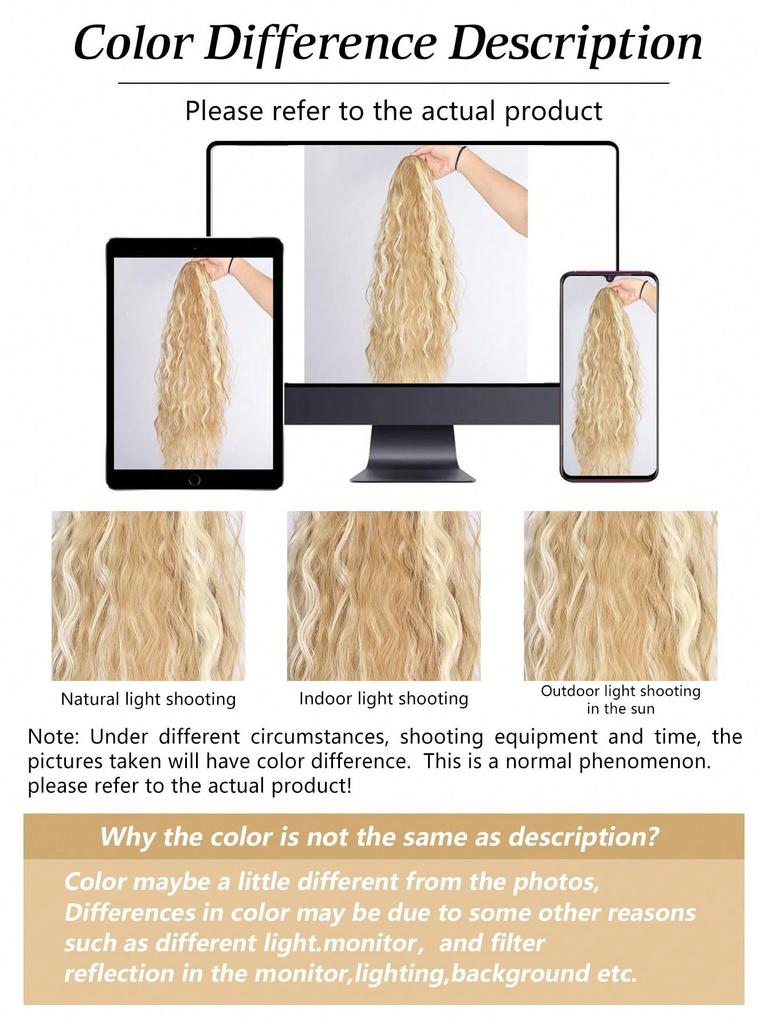 Synthetic Hairpiece Long Curly Wavy Ponytail Extension 20Inch Drawstring Ponytail Hair Extensions For Women For Women Daily Uses