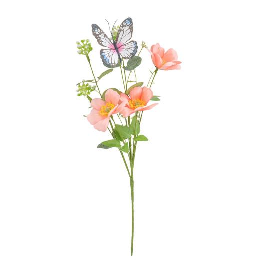 

Artificial Wildflowers Bouquet Fake Flower Eucalyptus Stem with Butterfly Faux Silk Floral Arrangement for Farmhouse Table Centerpiece Home Decor рожевий