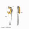 Fenny High End 18K Gold-plated  Double Layer Chain Tassel Two Tone Stainless Steel Hoop Earring for Women