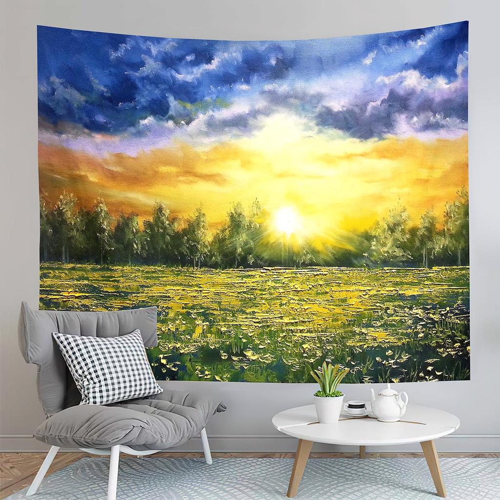 Painting Tapestry Rural Landscape Tapestry Trees Flowers Tapestry Creativity Art Tapestries Home Living Room Bedroom Dorm Decor