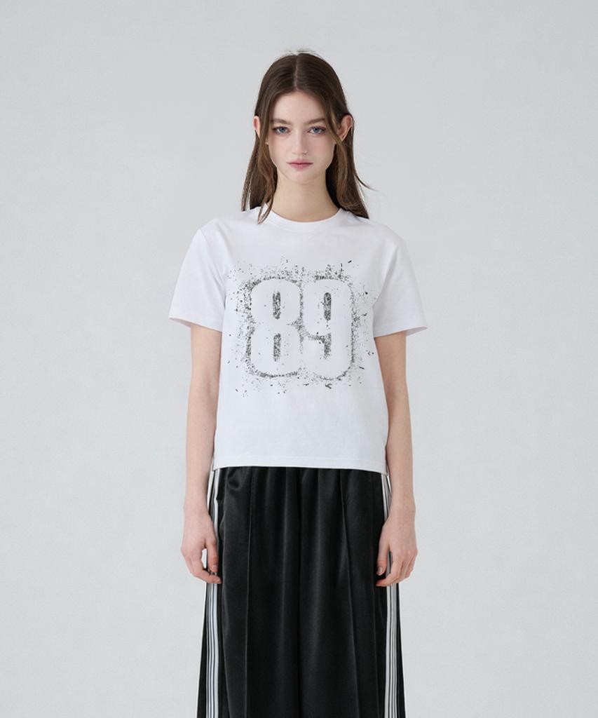 DANGLEDROP Dgdp Vintage Number Semi-Crop Short Sleeve_White