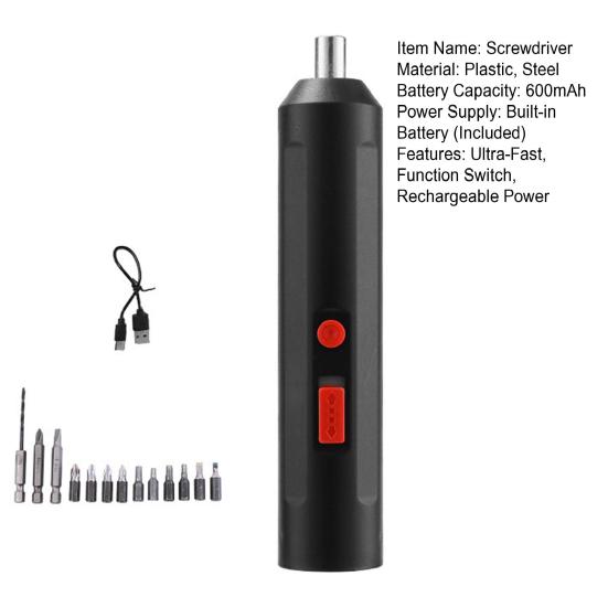 Conjunto de Chave de Fenda Elétrica Sem Fio Recarregável Mini Chave de Fenda Elétrica com Interruptor de Função 12 Bits Ferramenta para Entusiastas de DIY