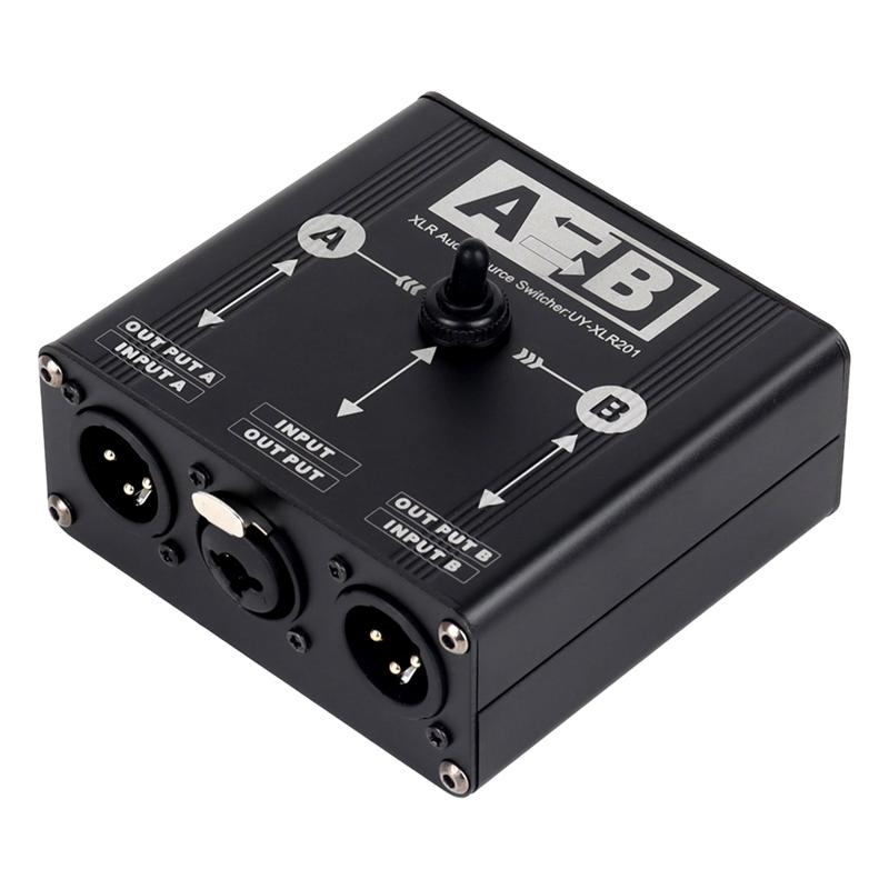 ABUO-1 In 2 Out XLR Audio Switcher XLR Audio Source Switcher For Microphone Sound Card Mixer 2 Male XLR 1 Female 6.5+XLR