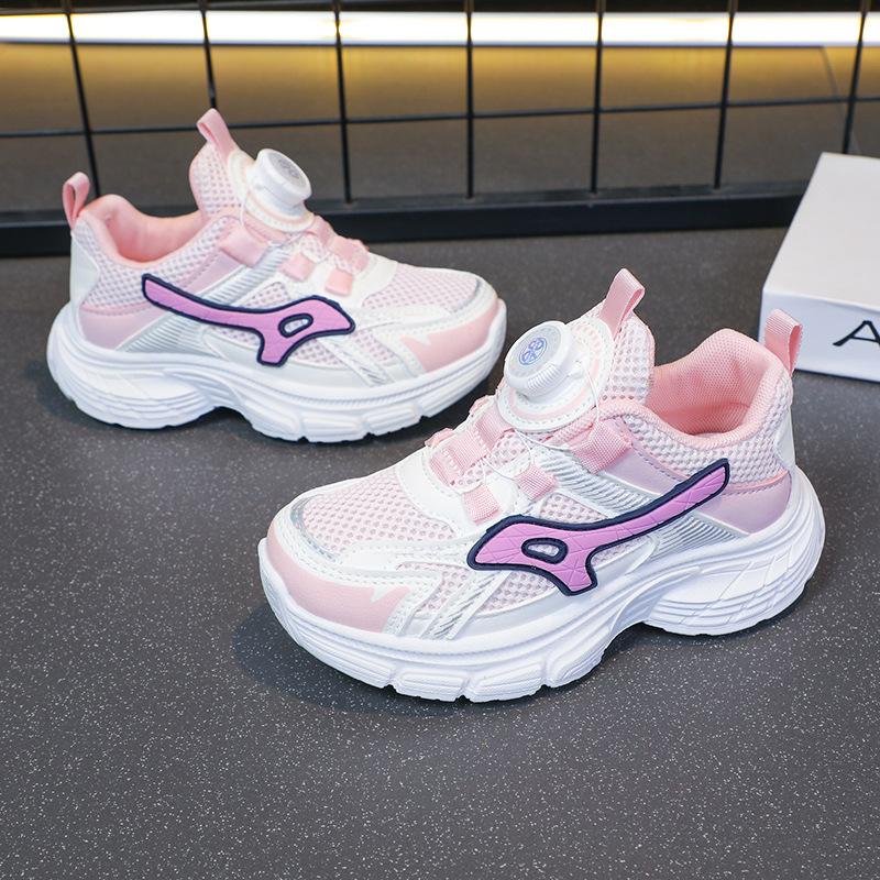 

Children s handsome running shoes 2025 spring and autumn mesh rotating button medium and large children s boys casual shoes girls sports shoes 26-31 yards FCL shot 48 pairs розовый