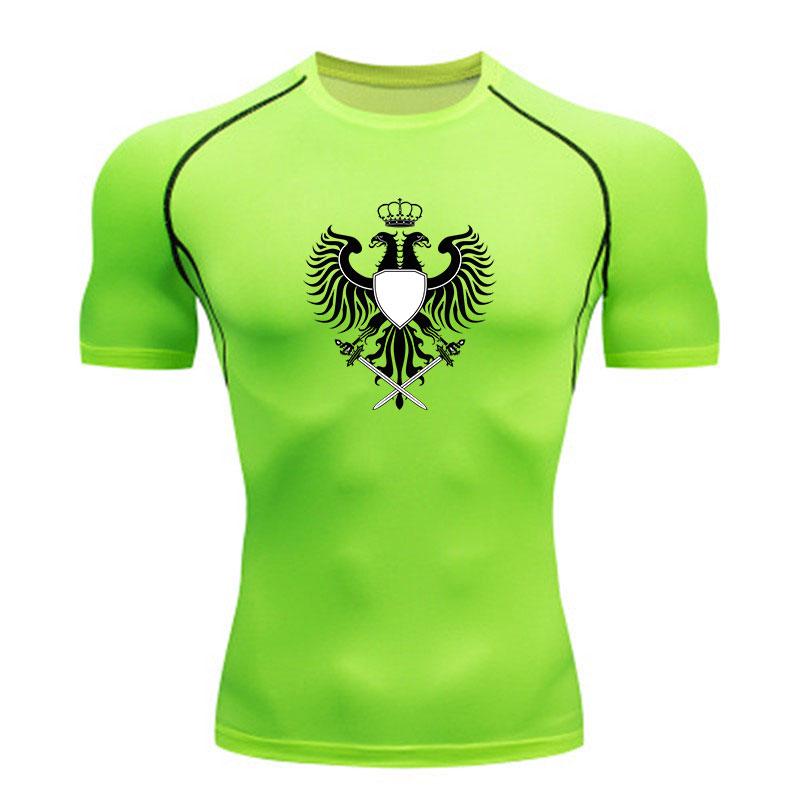 Men's Compression Fitness Sports T-Shirt, Double Headed Eagl