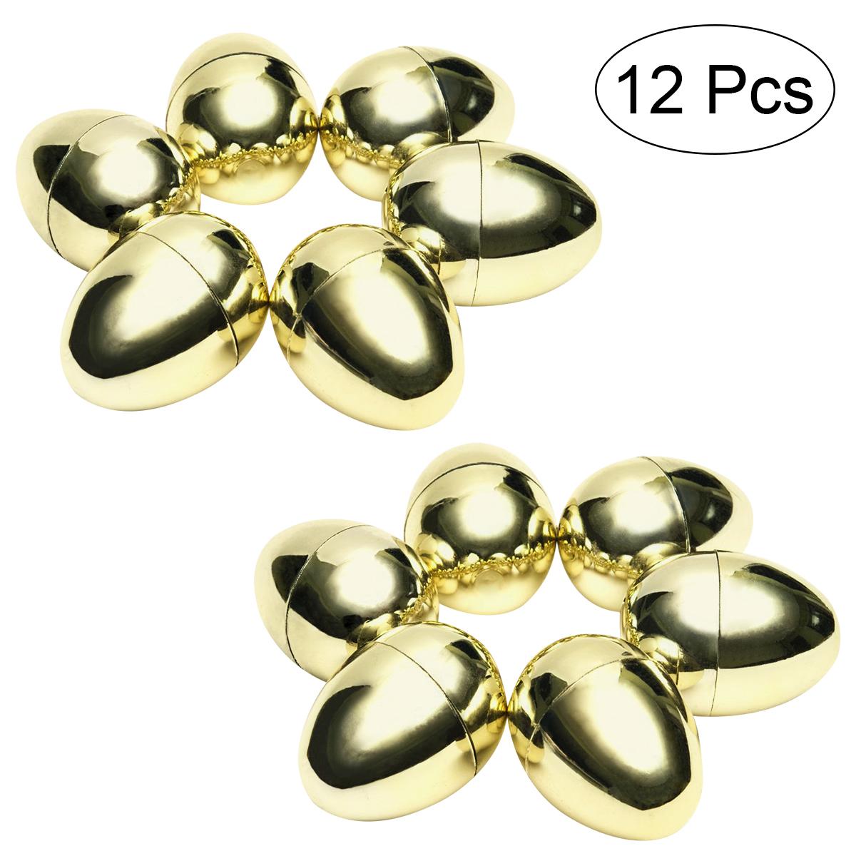 12pcs UNOMOR Plastic Golden Easter Eggs for Easter Egg Hunt Games Party Decorations oro