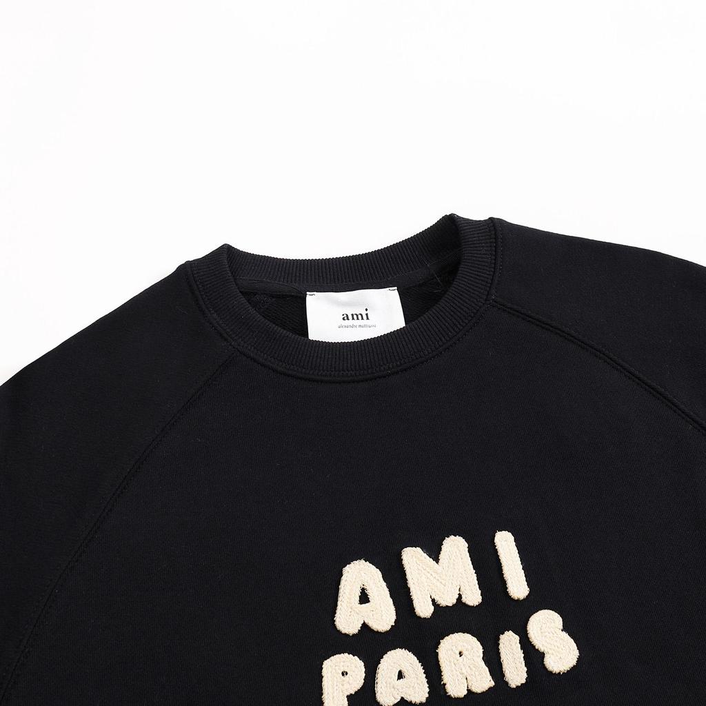 215 AMI 2025 Autumn and Winter New High-quality Cotton Round Neck Hoodie Men Pullover