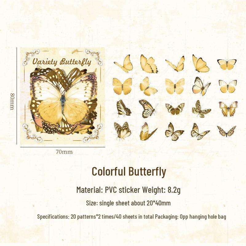 Yuezhen Exclusive Waterproof Butterfly Wing Journal Stickers - Retro Pack for Kids