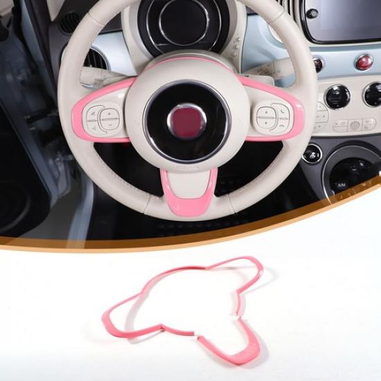 Pink Interior Steering Wheel Button Cover Trim For Fiat 500 2016-2024