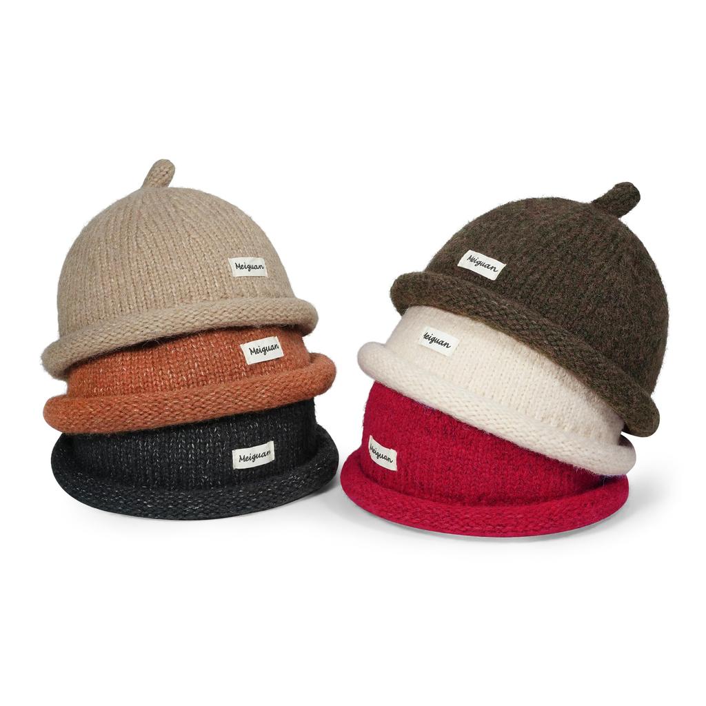 CROOGO Cute Knit Roll Brimless Hat for Fall and Warm Wool Perfect for Outdoors and Brown KH25Q25 Cap, Winter, Beanie, Unisex, Round, Brimless, Travel,