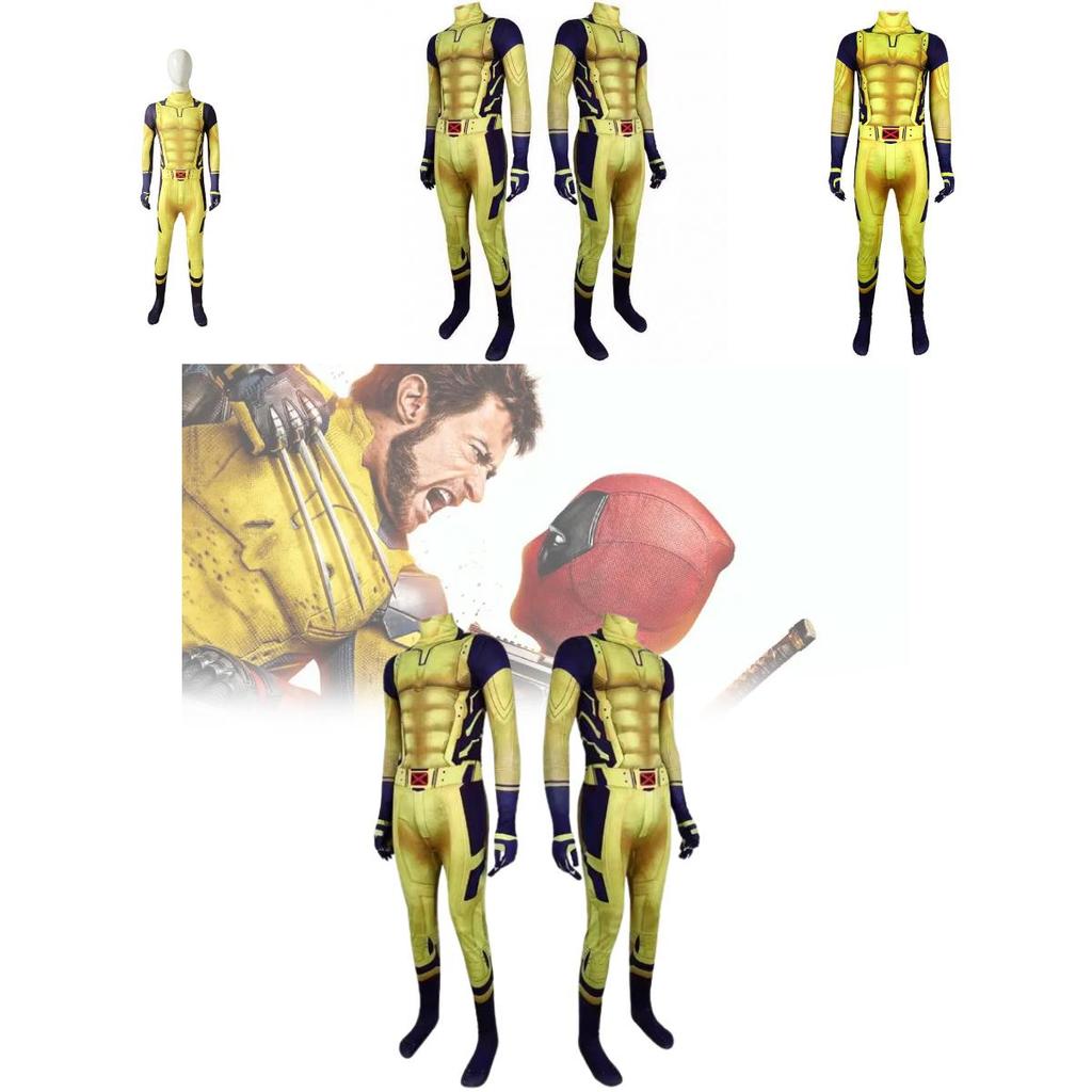 Tuta Cosplay da Supereroe Wolverine per Bambini con Tessuto Spandex Costume di Halloween