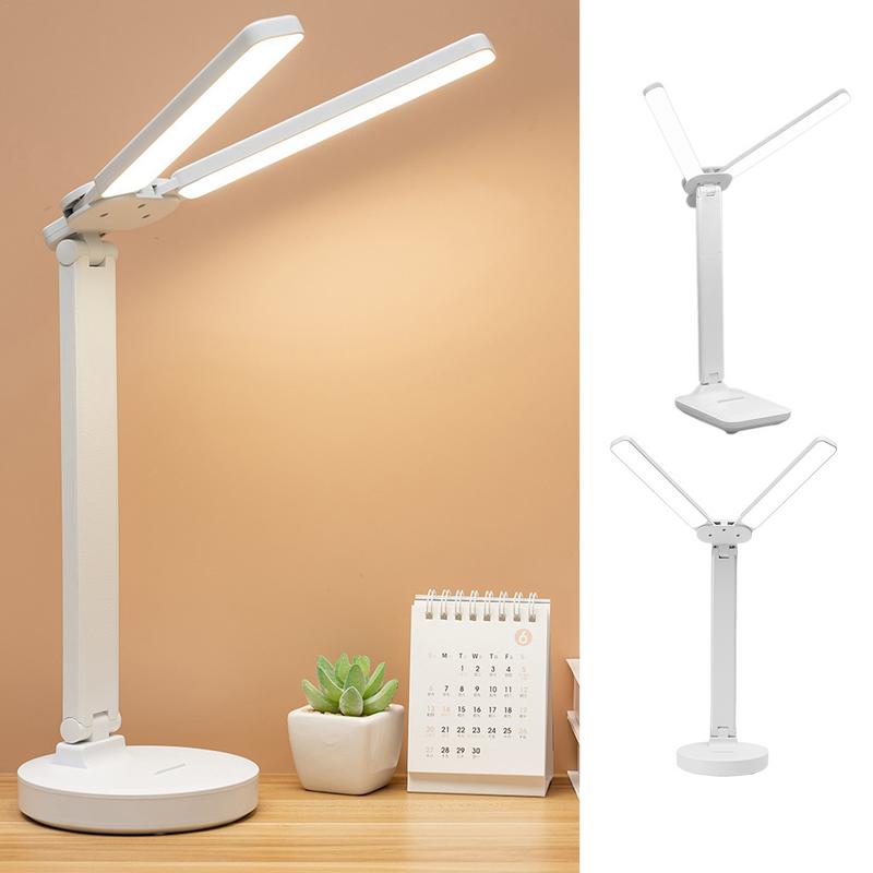 Folding Desk Light Cordless Foldable Tabletop LED Lamp Double Light Source 3 Lighting Modes Rechargeable Bedside Light For