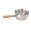 Japanese Saucepan Non Stick 20cm Diameter with Lid Wooden Handle Stainless Steel Milk Soup Pot for Home Kitchen