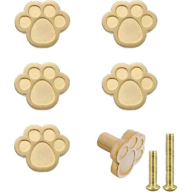 6pack Brass Knobs for Kids, Car Shape Pulls for Nusery Room, Cute Decorative Handles for Boys and Girls (Bear)