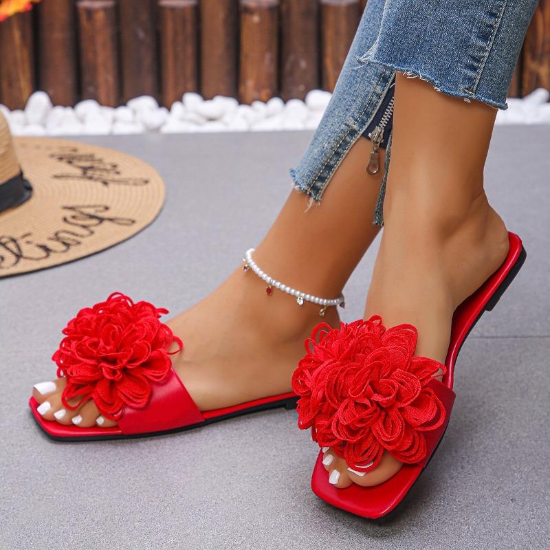 Fashion Summer New Women's Slippers 2025 Fashion flower Women's Sandals Bathroom Slippers Banquet Party Women's Shoes slides women
