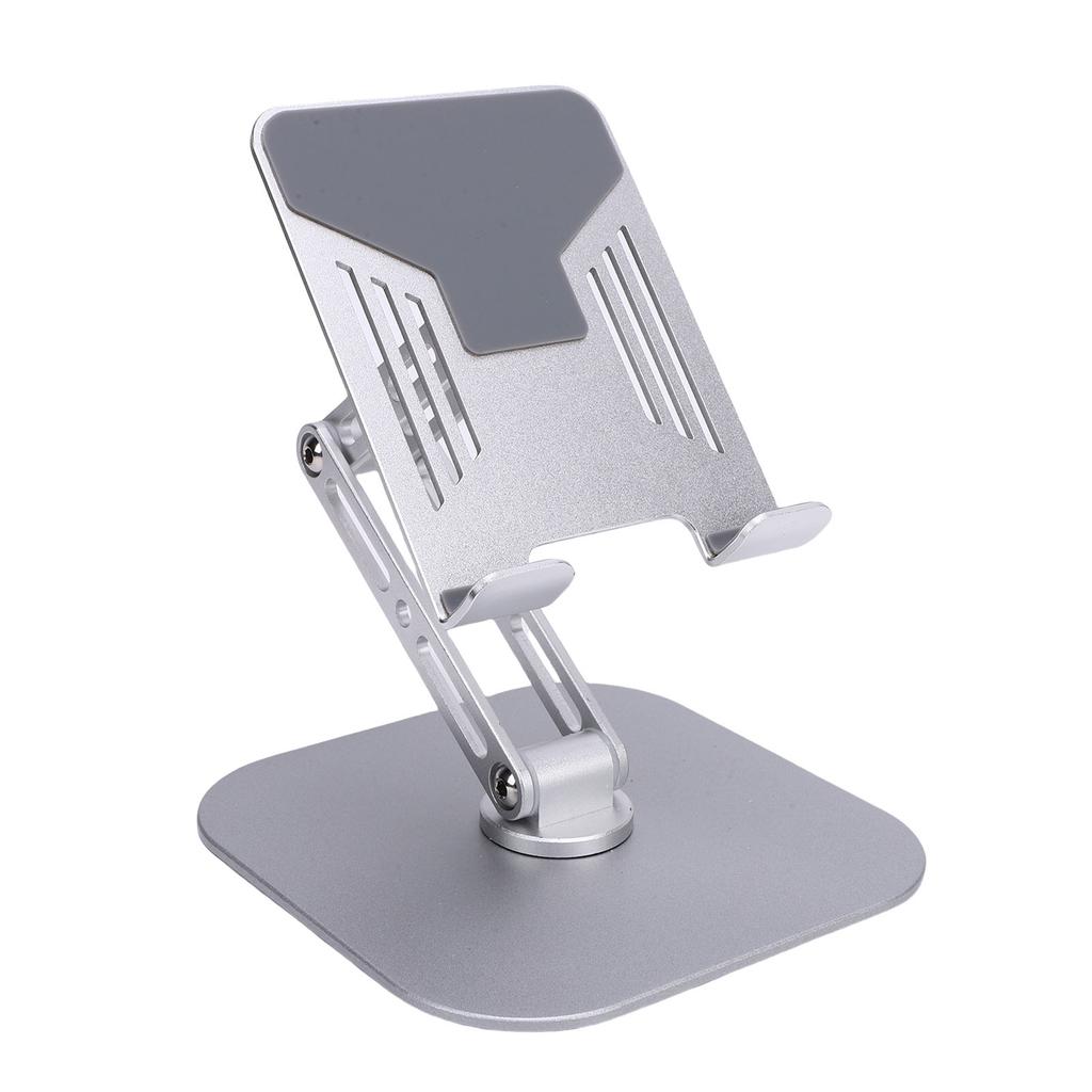 Desk Tablet Stand Adjustable Foldable 360 degrees  Rotating Metal Desk Tablet Holder for Cell Phone Silver