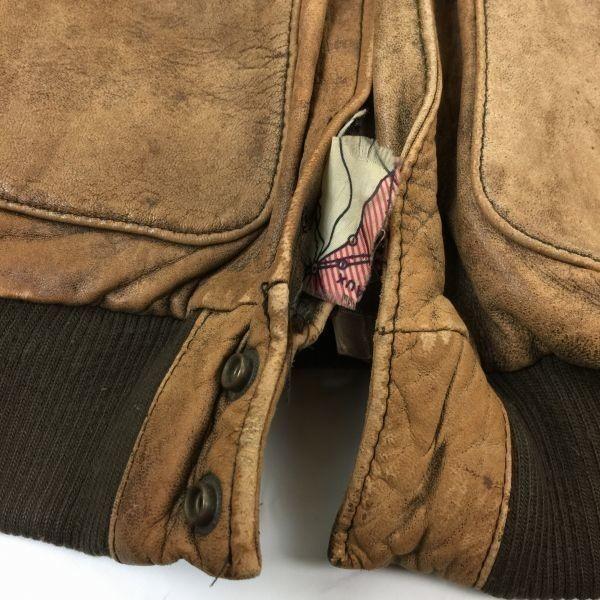 70. léta?/1978 Letecká bunda A-2 U.S.. Kožená bunda Armádního letectva Hnědá velikost L(POUŽITÝ)