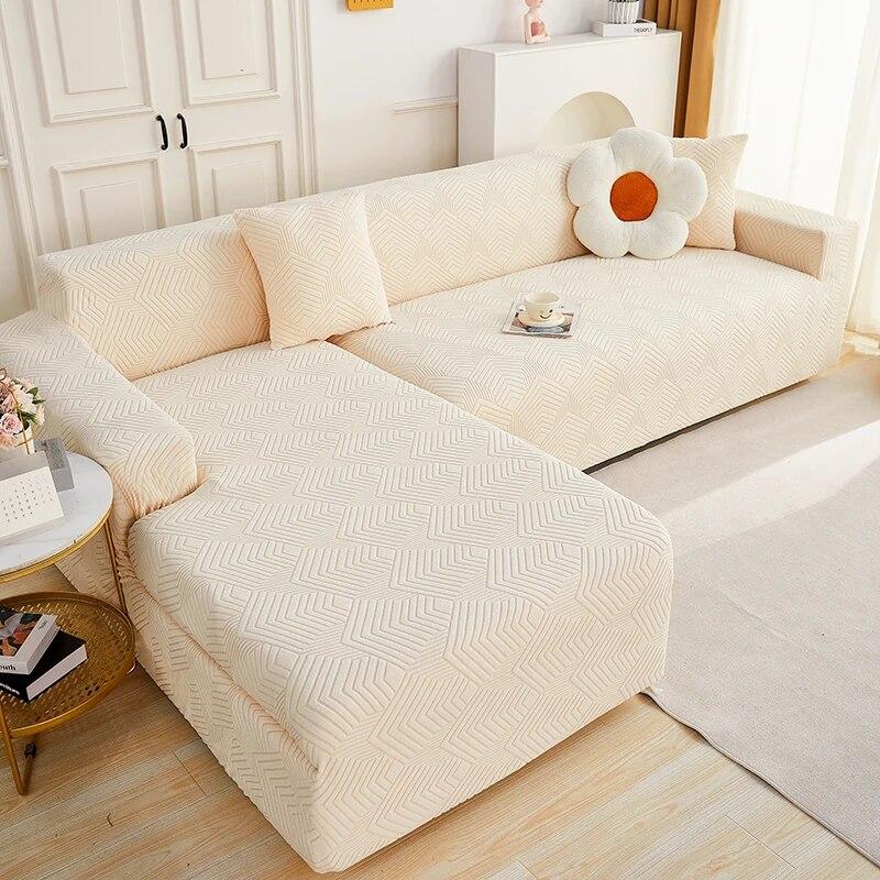 Žakárový potah na pohovku do obývacího pokoje, potah na sedák pohovky, nastavitelný potah na pohovku, rohový potah na pohovku ve tvaru L, domácí dekorace, pratelný