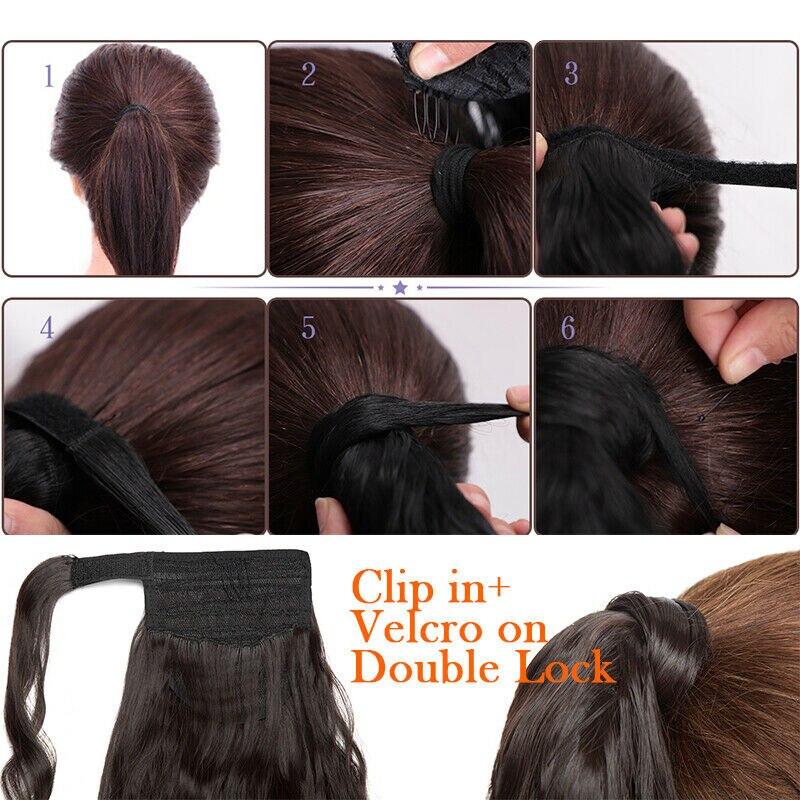 XINRAN Coda di Cavallo Lunga Liscia Avvolgente con Clip In da 22"34" Estensione Capelli Sintetici Termoresistenti Coda di Cavallo Capelli Finti