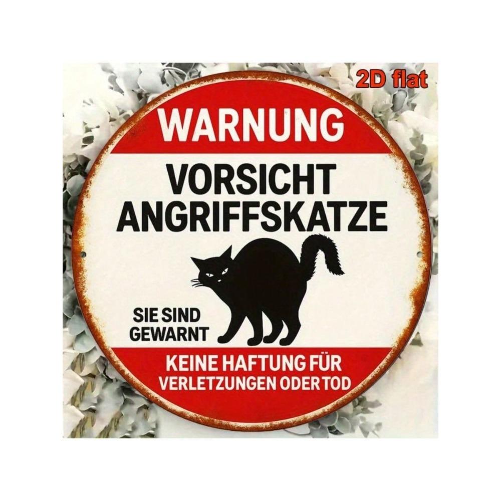 Retro Metal Wall Art Sign Cat Warning Decor