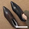 Winter High Heels Women's Leather Pointed Toe Stiletto Short Boots Temperament Brown Lamb Wool Snow Boots Women's Boots