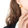 Elegant European Retro Geometric Metal Earrings, 18K Plated Studs for Women, Moon Design with Simple Earring Backs