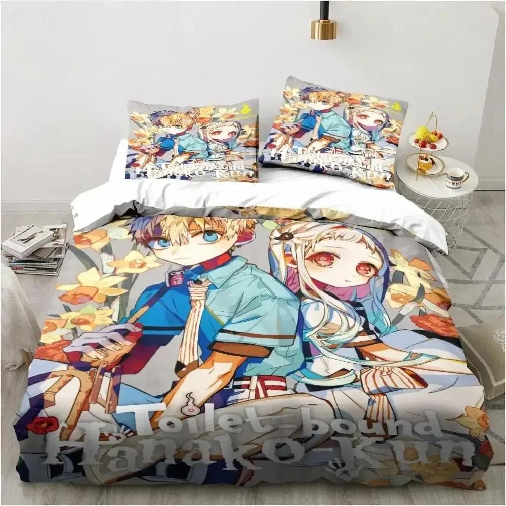 Modisches Anime Toilet-Bound Hanako-Kun 3D-Druck Bettwäscheset Bettbezüge Kissenbezüge Steppdecke Bettwäscheset Bettwäsche Bettwäsche