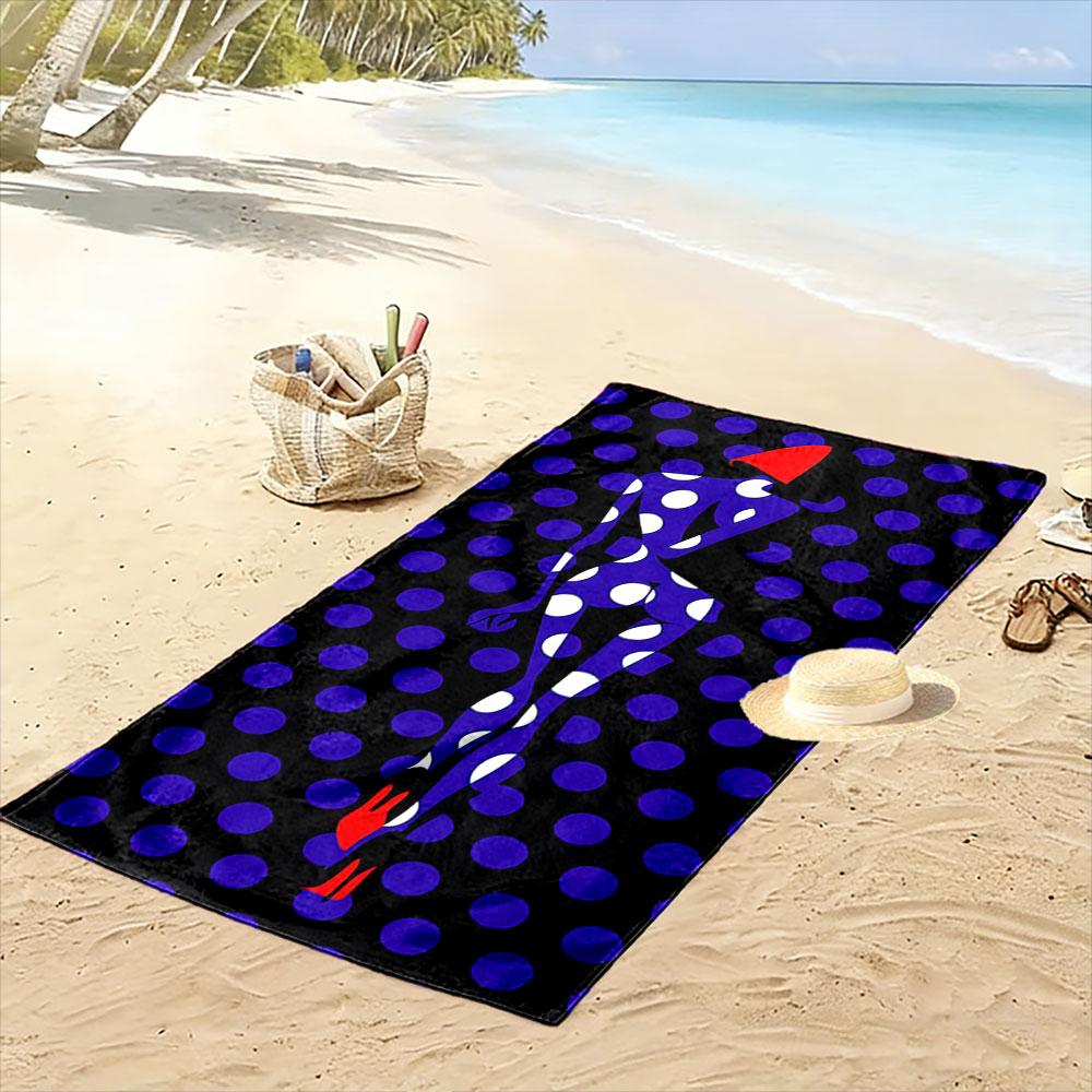 Polka Dot Fashion Silhouette Beach Towel Quick-drying for Travel Outdoor Sports Jogging Beach and Swimming