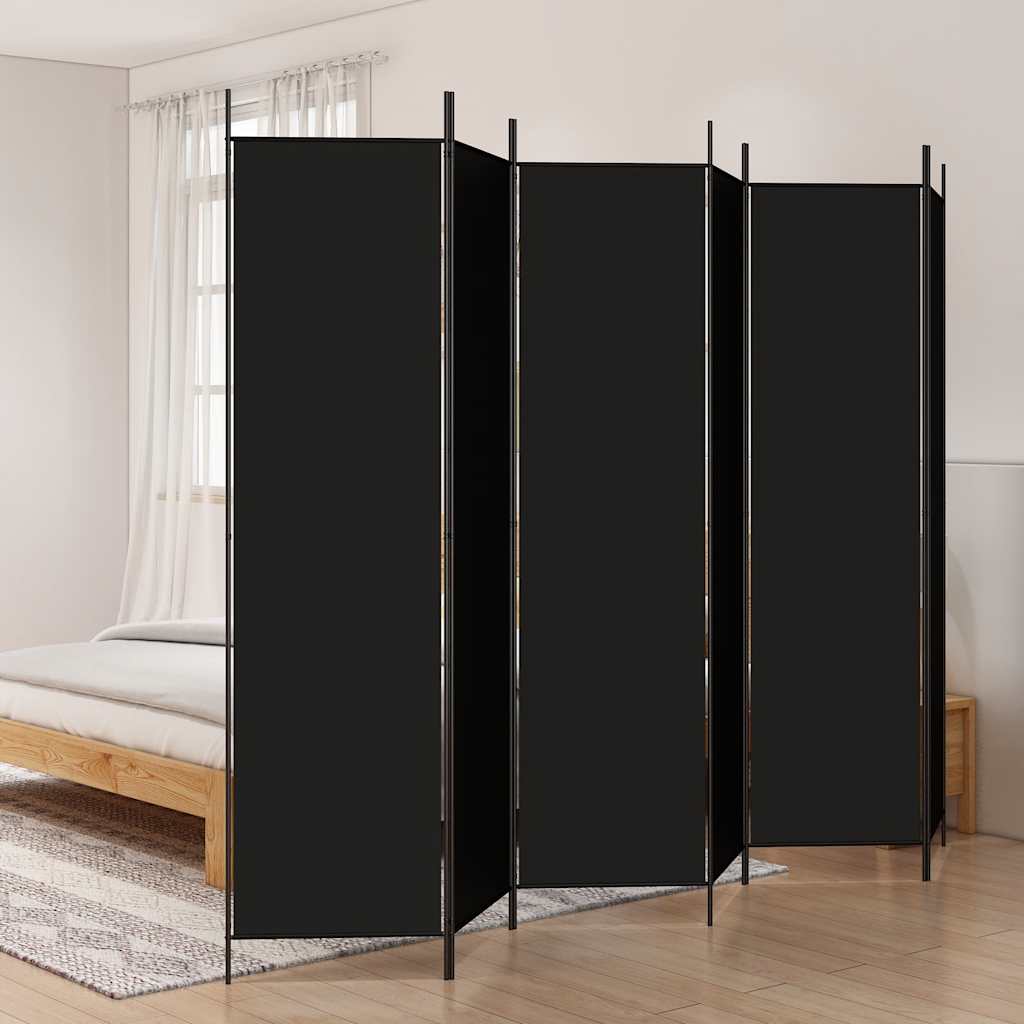 Vidaxl 6-Panel Room Divider, Black, 300X200 Cm, Fabric