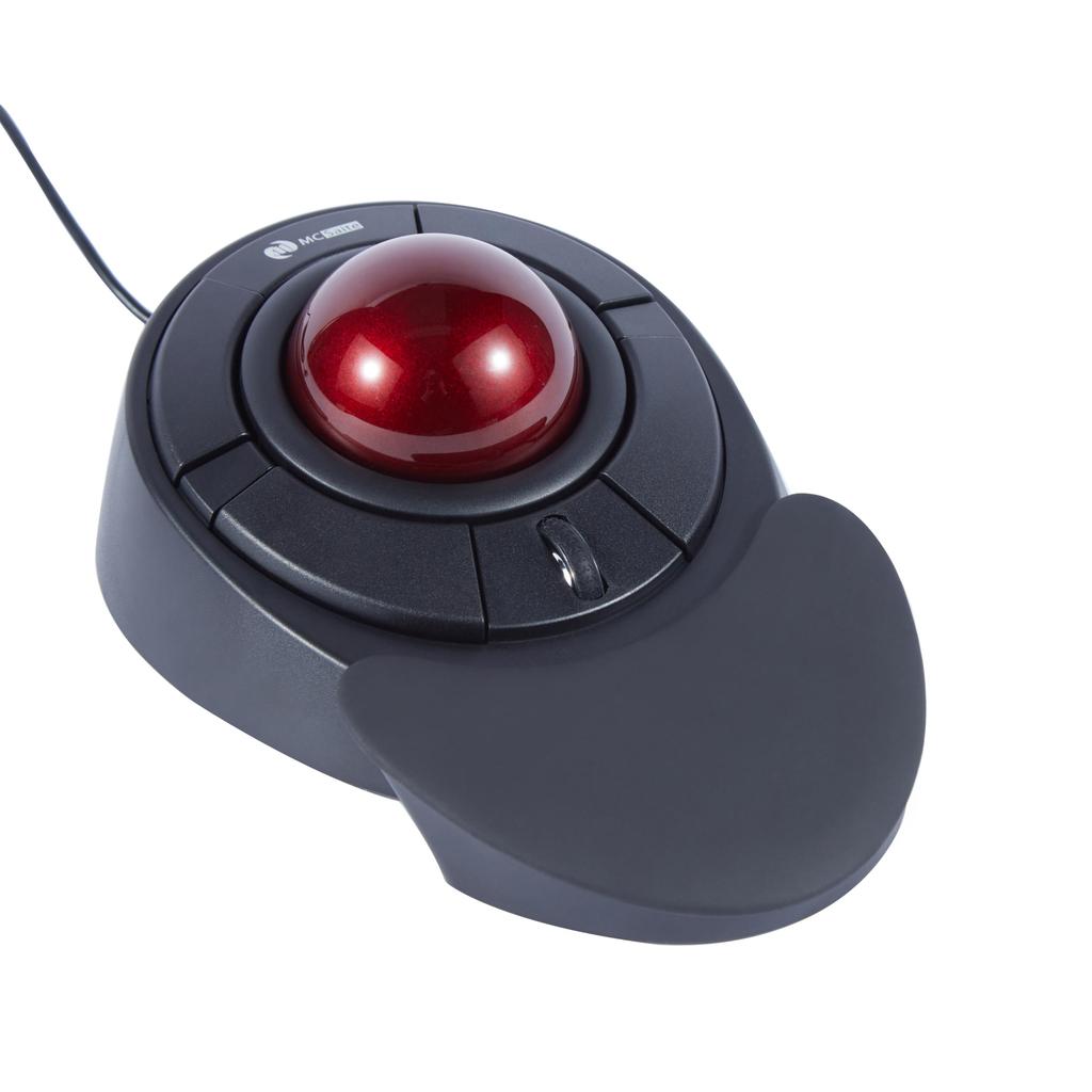 MCSaite Trackball Mouse, Optical USB, 5-Function Buttons, Wired Connection, PCMac Compatible, BlackRed