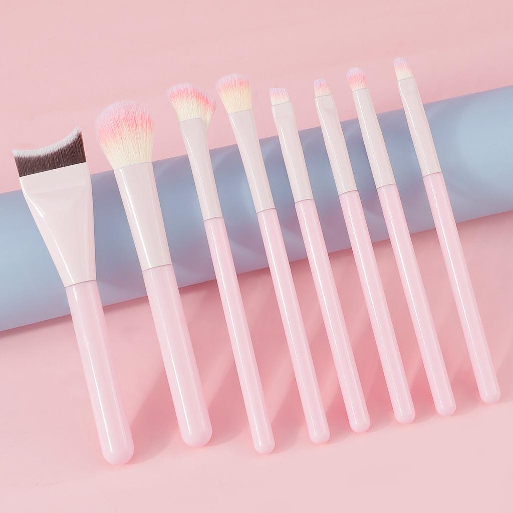 New 8 Pink Peach Makeup Brush Set Soft Hair Fish Tail Foundation Brush Eyeshadow Brush Grooming Highlight Brush