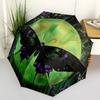 1pc Butterfly Moon Automatic Folding Umbrella Compact Lightweight Travel Umbrella with 8-Rib Sturdy Frame, Windproof & Self032