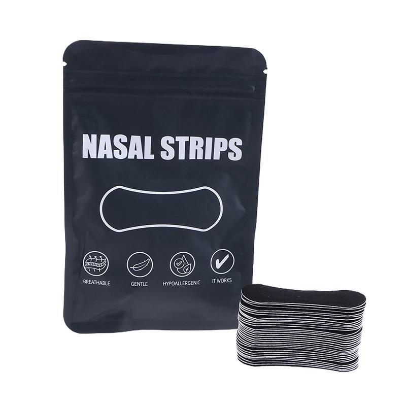 30pcs Better Breathing Nose Breathing Strips For Better Sleep Anti Snoring Breathe Well Nasal Strips Black Oval Nose Patches