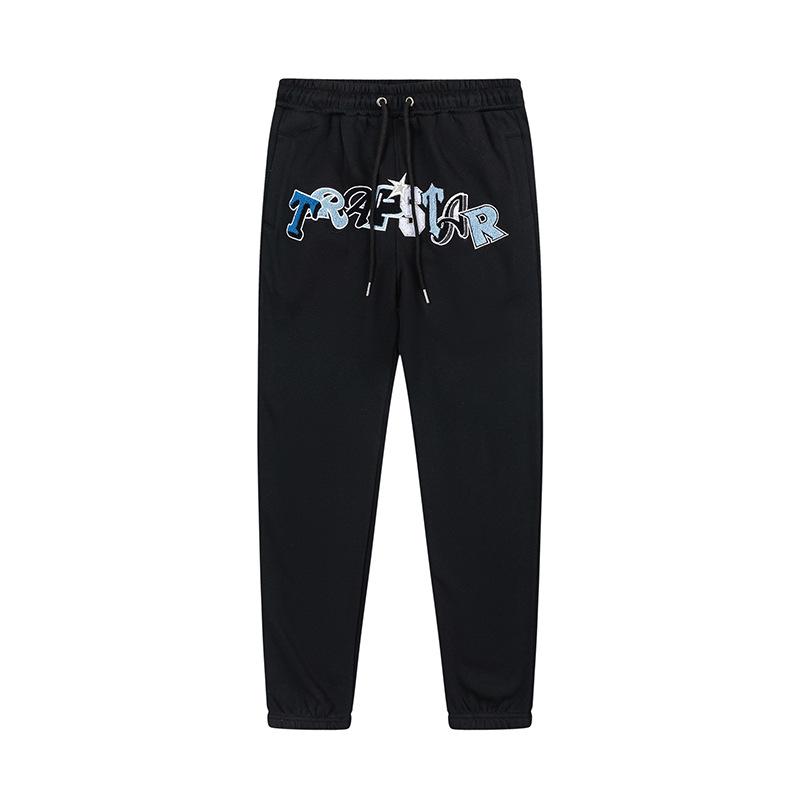 Trapstar towel embroidered letters fleece-lined zipper jacket, hooded sweatshirt pants, couple set