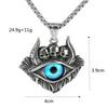 Vintage Style Stainless Steel Men's Necklace With Gemstone Inlaid Evil Eye Pendant
