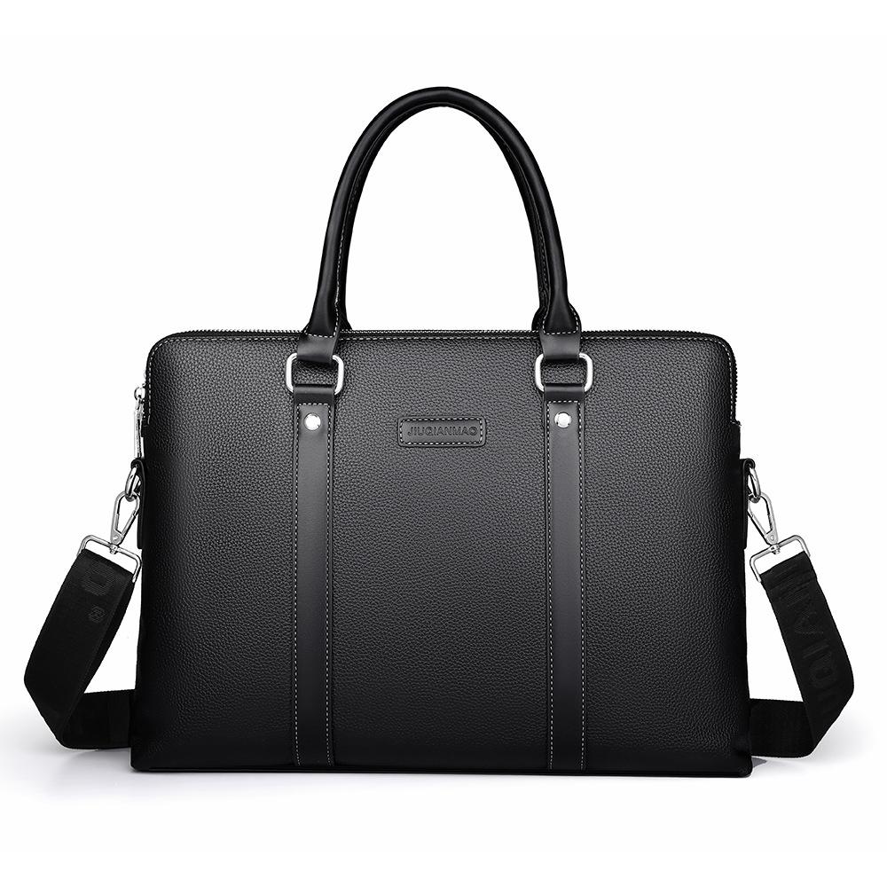 

Мужская сумка, деловая сумка через плечо, мужская сумка-тоут для компьютера, горизонтальная сумка-портфель с двойной молнией, сумка через плечо One Size чёрный