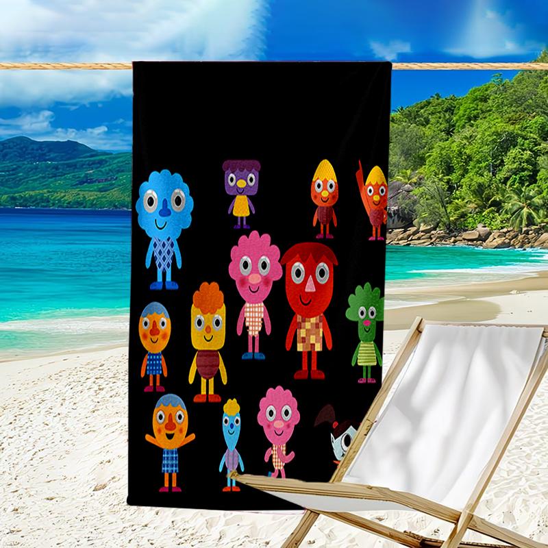 proof beach towel with a Super Simple Songs pattern - soft,absorbent,quick-drying,machine washable - perfect for swimming,camping,bathing