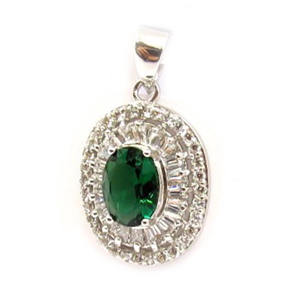 Les Trésors De Lily [K7162] - Stříbrný přívěsek 'Sissi' smaragdově zelené stříbro (rhodiované) - 14x17 mm