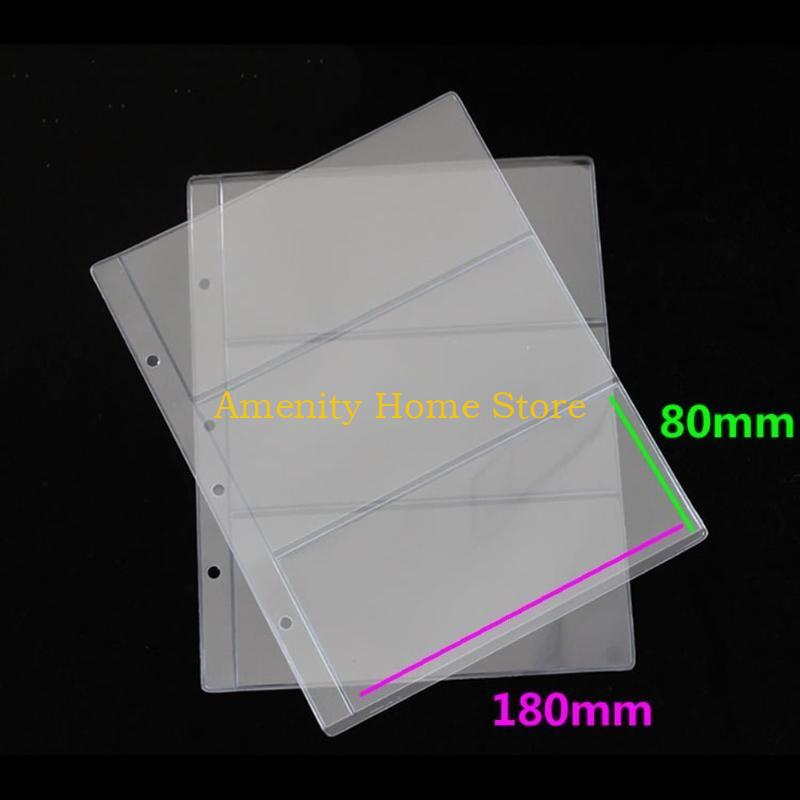 F26C 1 Sheet 3 Pockets Money Collection Album Page Pocket Currency for Protect Bag Loose Leaf Money Banknote Coins Album Book
