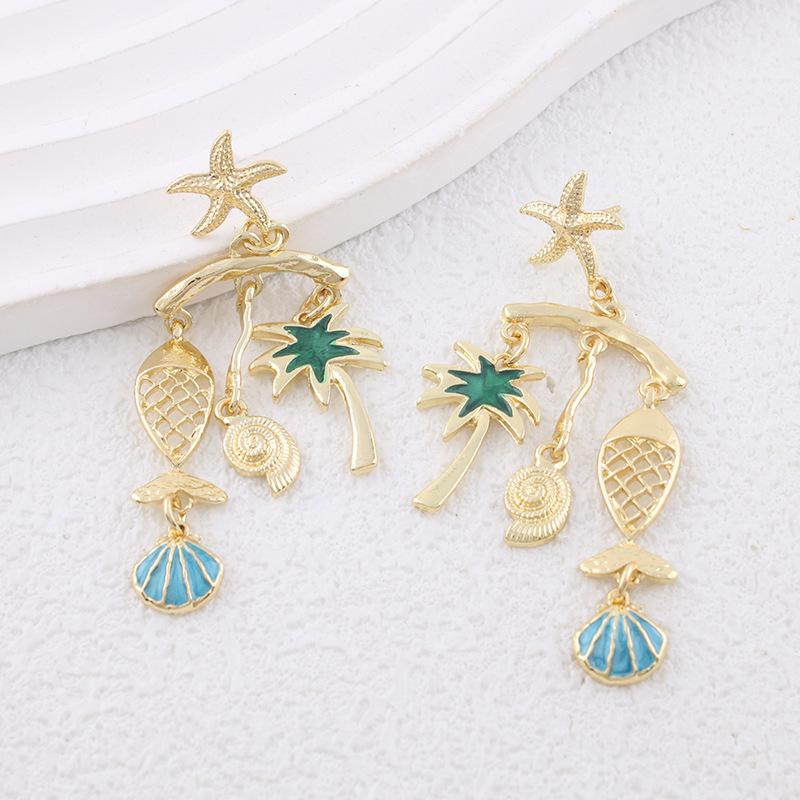 Personalized marine animal multi-pendant seaside earrings beach party vacation style earrings