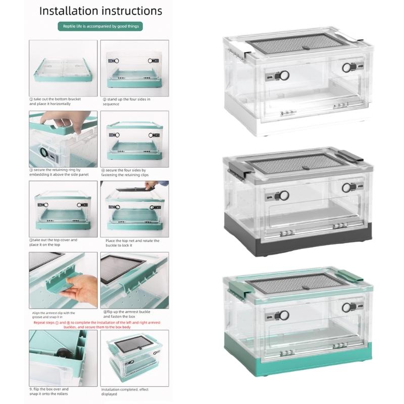 Large Lizards Habitat Box Featuring Ventilated Cover and Detachable Waste Tray For Home Use