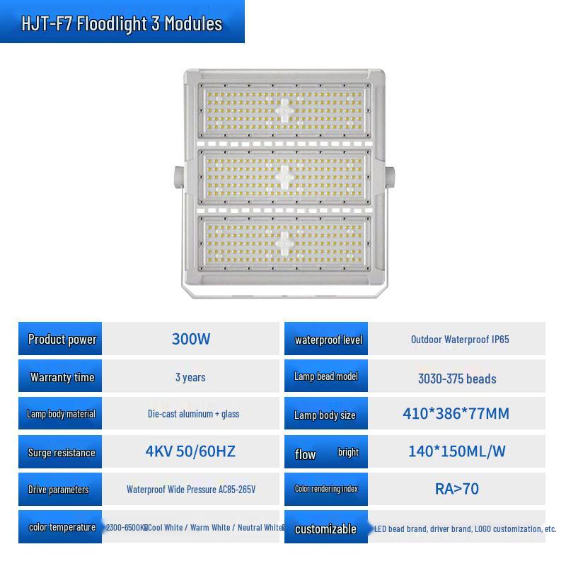 50W LED Floodlight: Outdoor Waterproof Square High Mast Light for Tunnels, Construction Sites, Roads, Docks, Factories, and Stadiums.