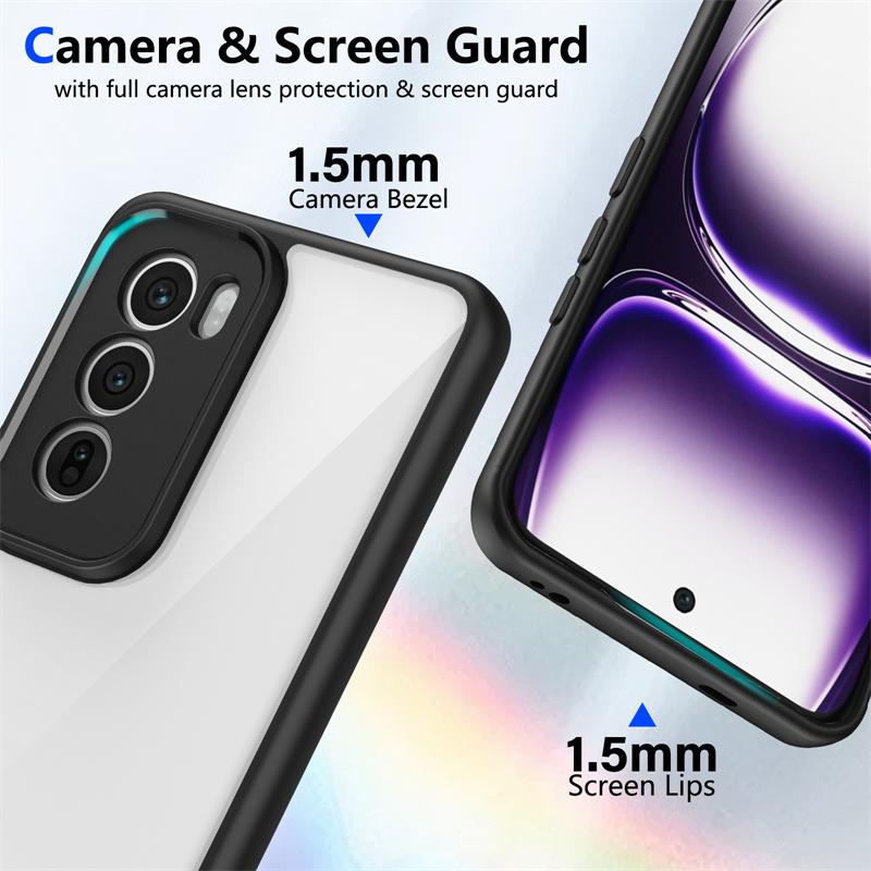 Oppo Reno12 CPH2625 Case Plating Silicone Bumper Shockproof Clear Back Cover Hard Phone Case for Oppo Reno 12 Reno12 5G CPH2625
