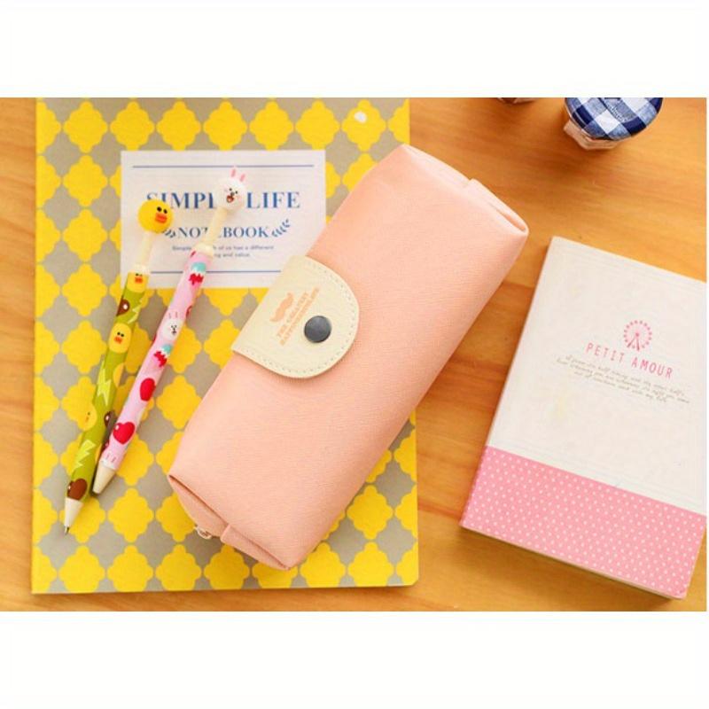 Small Fresh Beard PU Large Capacity Student Stationery Bag Simple Snap Pen Bag Pencil Box