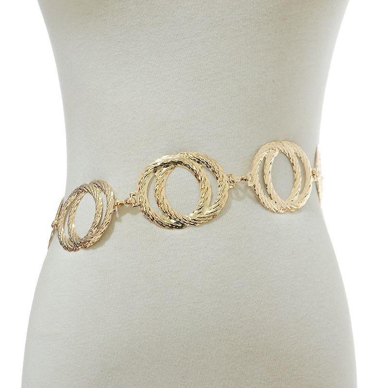 Stylish Women's Versatile Double Ring Metal Chain Belt Essential For Any Outfit