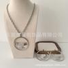 Xiangjia Stainless Steel Double C Necklace & Earrings Set