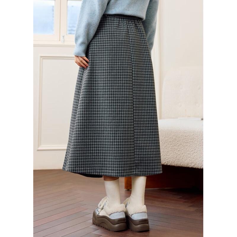 ZIHAN Grey Plaid Pleated A-line Skirt